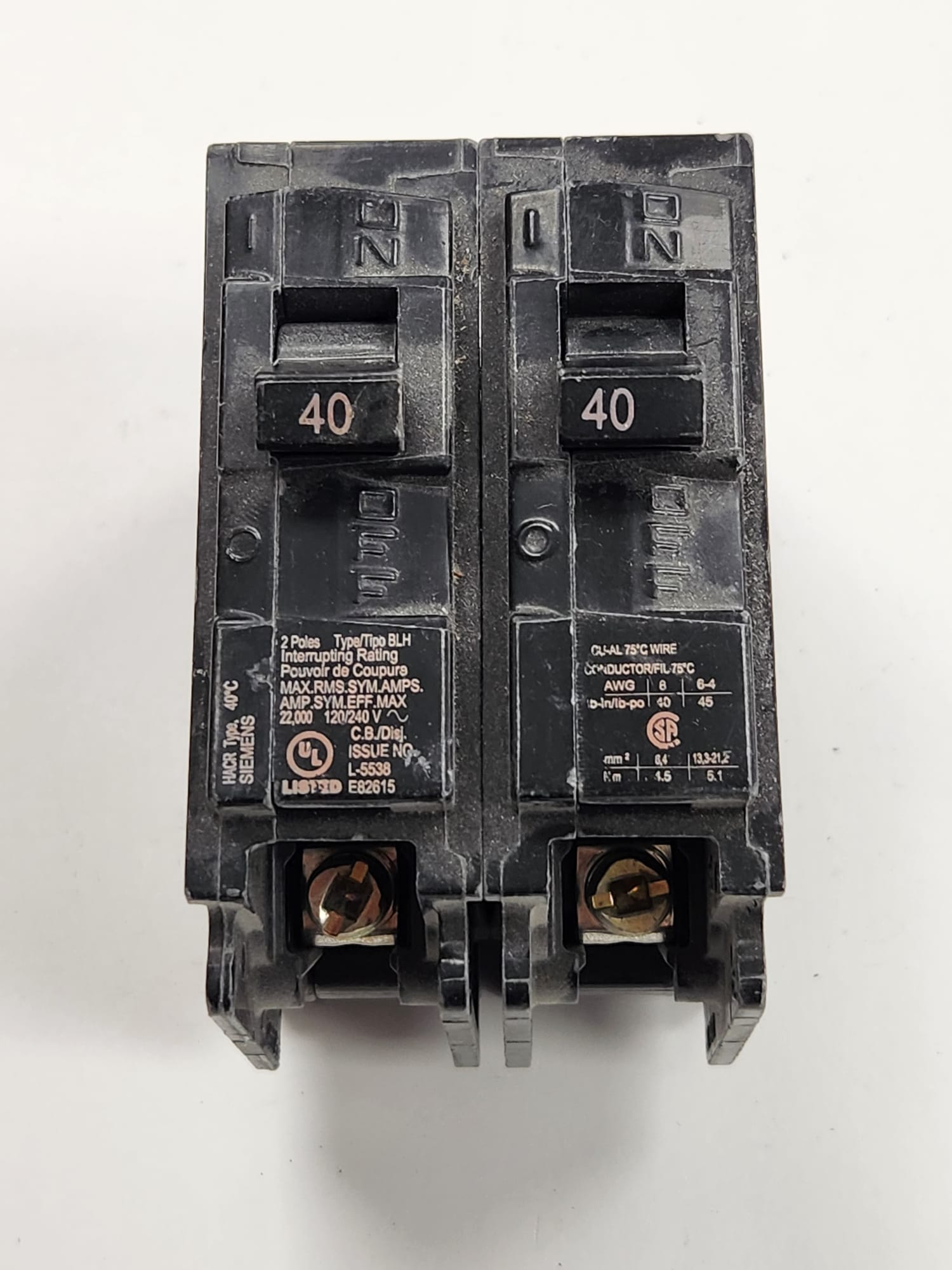 B240H siemens breaker used