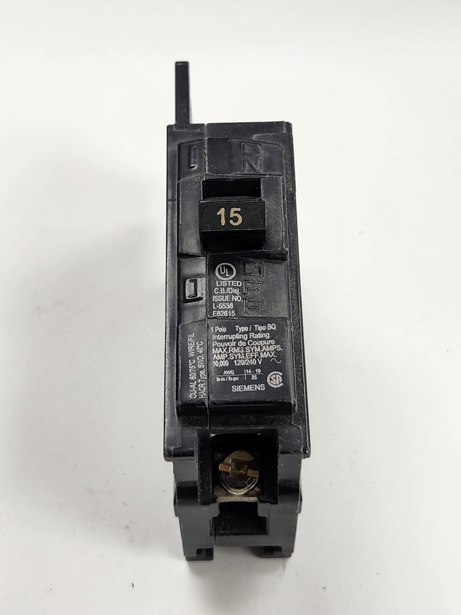 BQ1B015 siemens breaker used